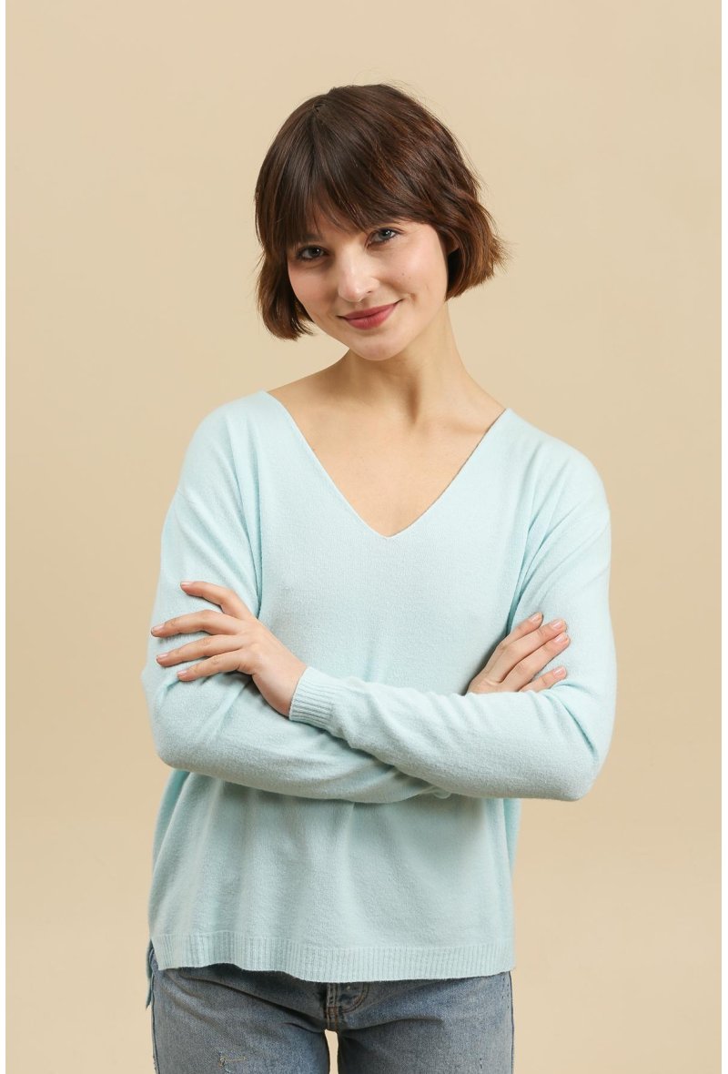 Pull Sans Couture - Vert d’Eau | Toucher Cachemire